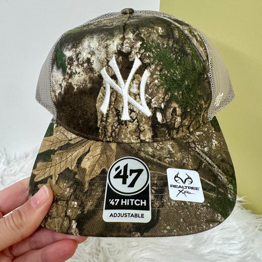 ’47 MLB New York Yankees Hat Cap Camo Mesh Snap Back Curved Brim Neutral NEW